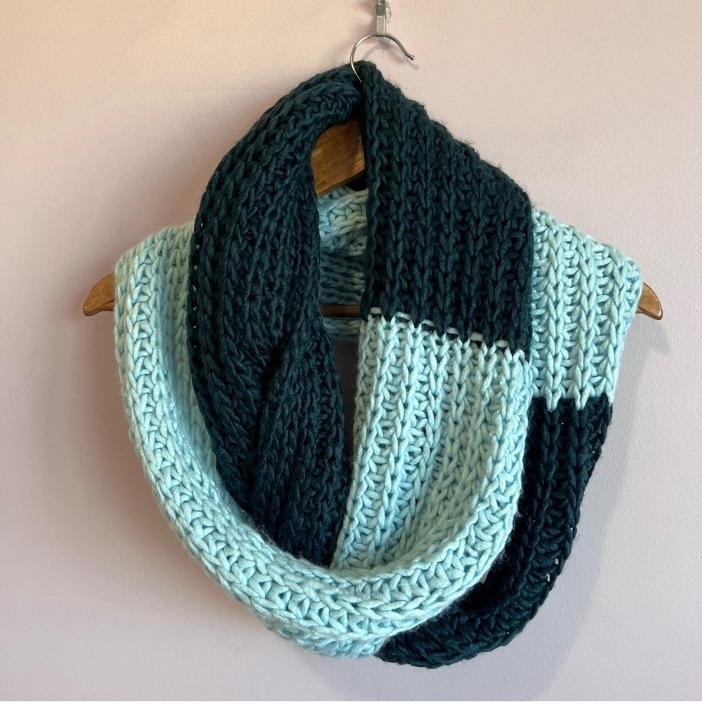NWT LOFT Teal Two Toned Chunky Loop Soft Infinity Scarf